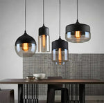 Modern Minimalist Geometric Amber Glass Chandelier