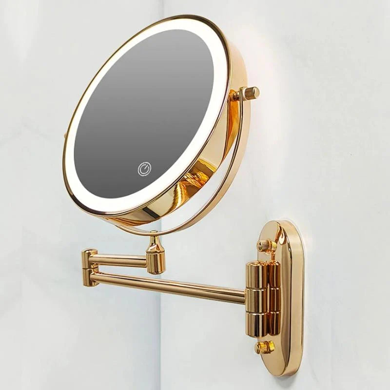Wall Mounted Folding Illuminated Beauty Mirror For The Bathroom
