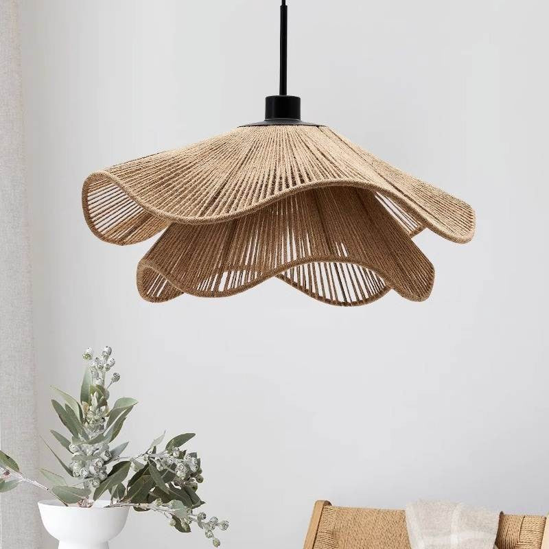 Vintage Straw Hat Petal Chandelier
