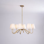 Opaluxe Brass Chandelier – Six-Light Designer Ceiling Light with Fabric Shades