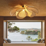 Retro Floral Rattan Pendant Lamp