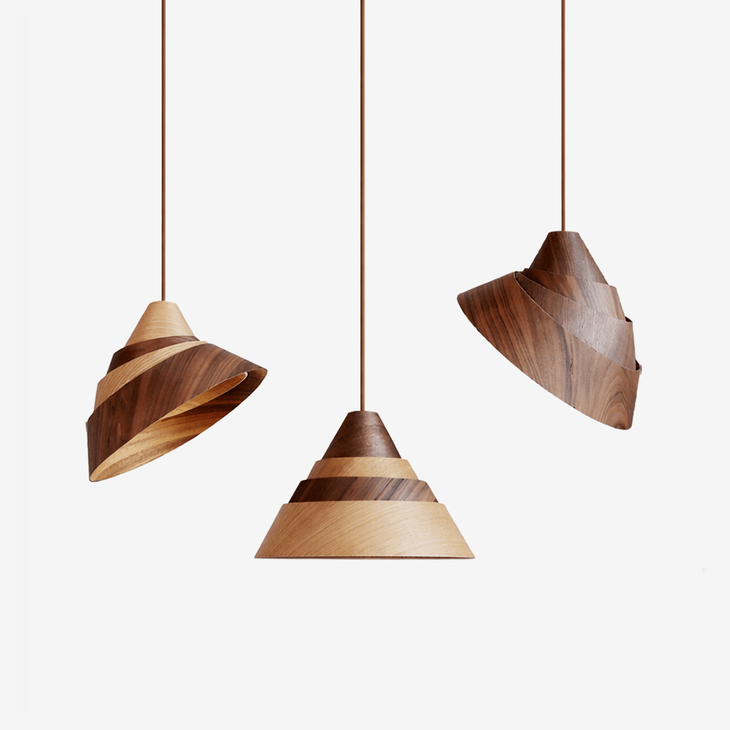 Strata Wood Pendant Light – Sculptural Layered Wood Hanging Lamp for Dining & Living Spaces