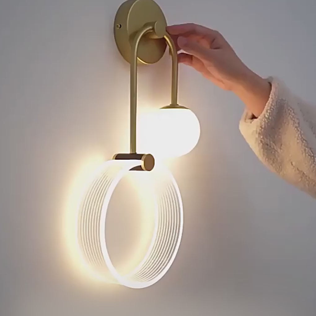 Modern 2 Light Led Wall Sconces With Acrylic Ring And Frosted Globe