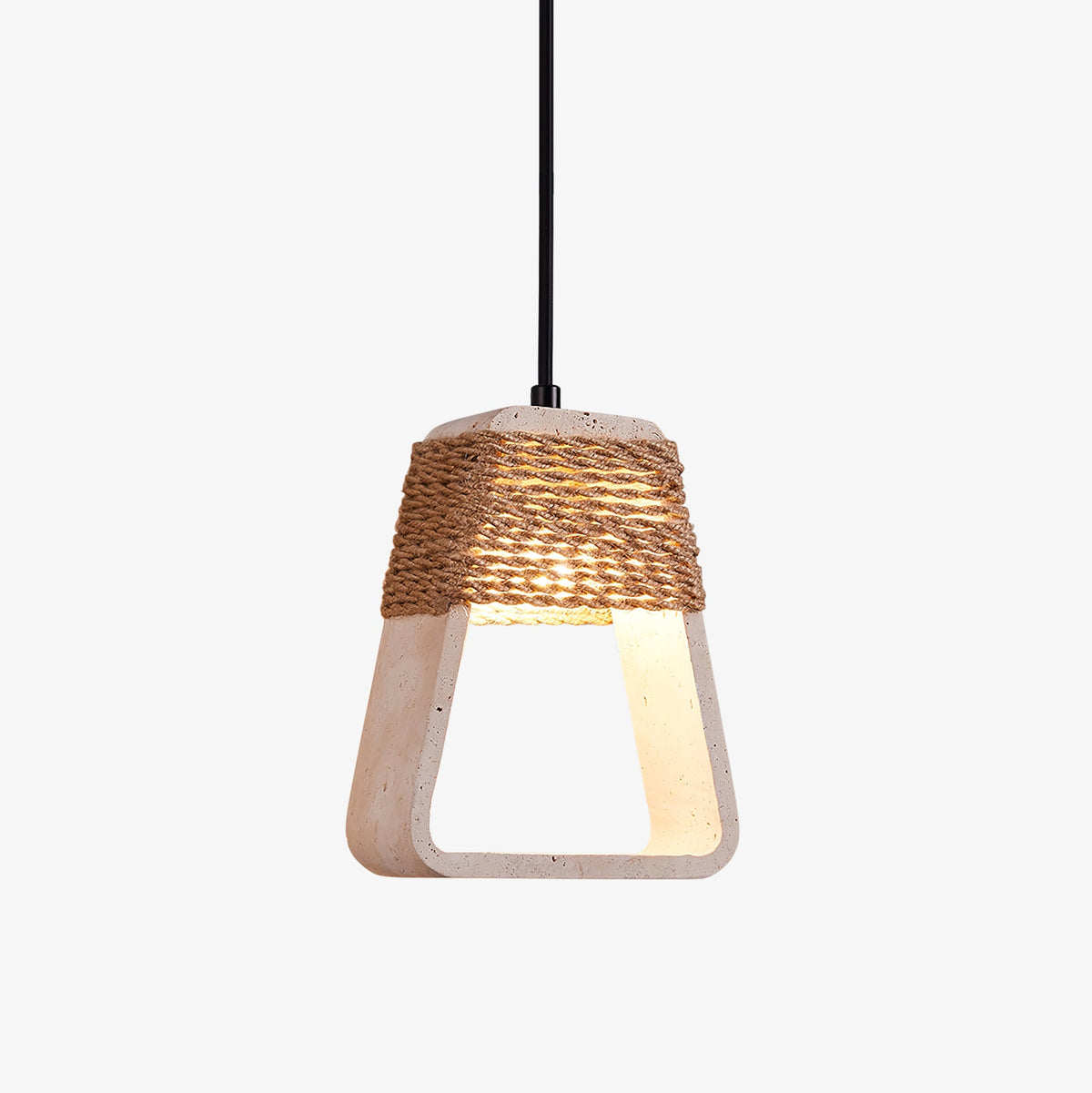Naroa Pendant Light in Natural Stone and Jute Rope