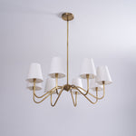 Opaluxe Brass Chandelier – Six-Light Designer Ceiling Light with Fabric Shades