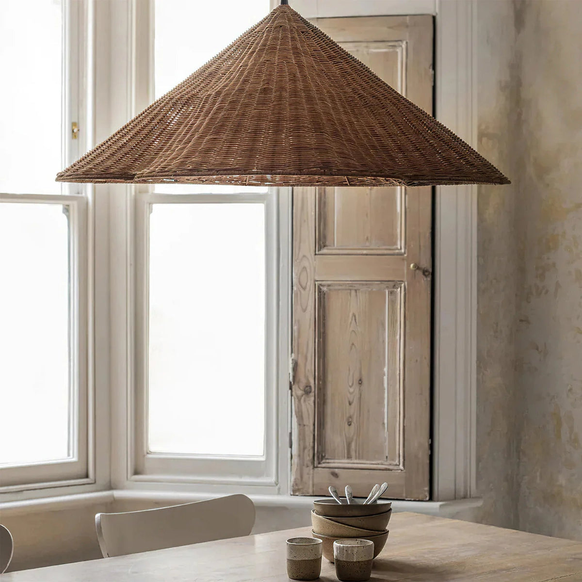 Boho Woven Scalloped Pendant Light
