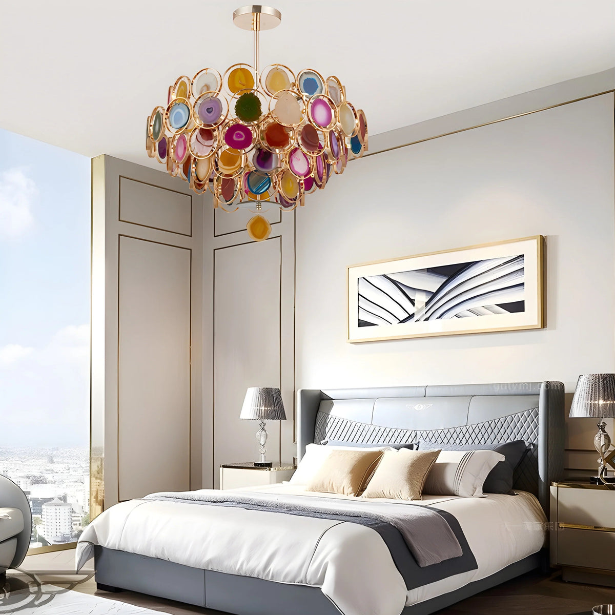 Postmodern Luxury Style Agate Living Room Chandelier