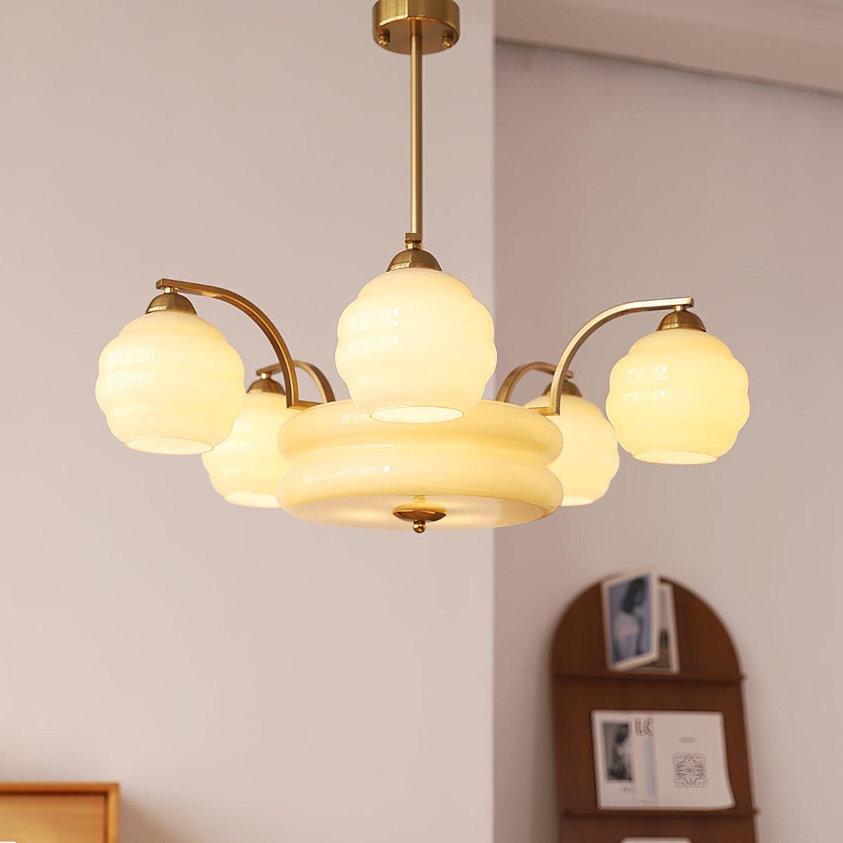Opaline Art Deco Chandelier 3