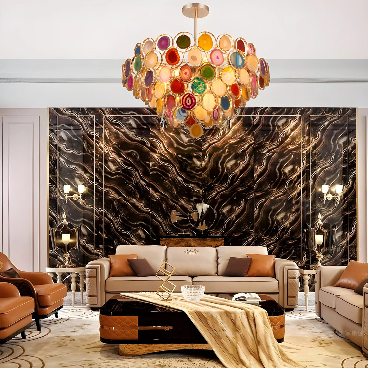 Postmodern Luxury Style Agate Living Room Chandelier