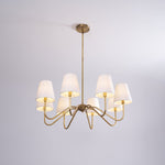 Opaluxe Brass Chandelier – Six-Light Designer Ceiling Light with Fabric Shades