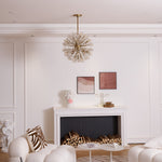 Dickinson Crystal Chandelier — Modern Gold Starburst Pendant Light for Dining Room and Foyer