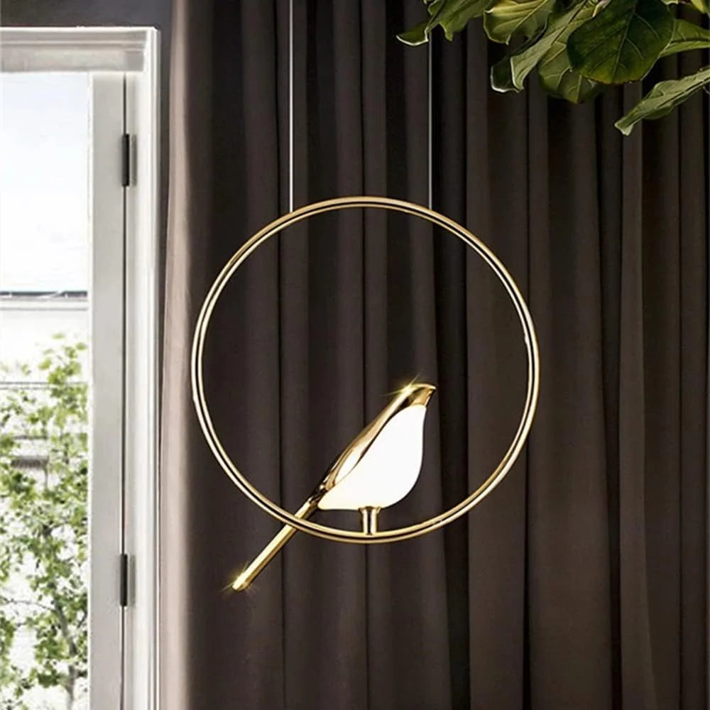 Whimsical Birds Round Pendant Light