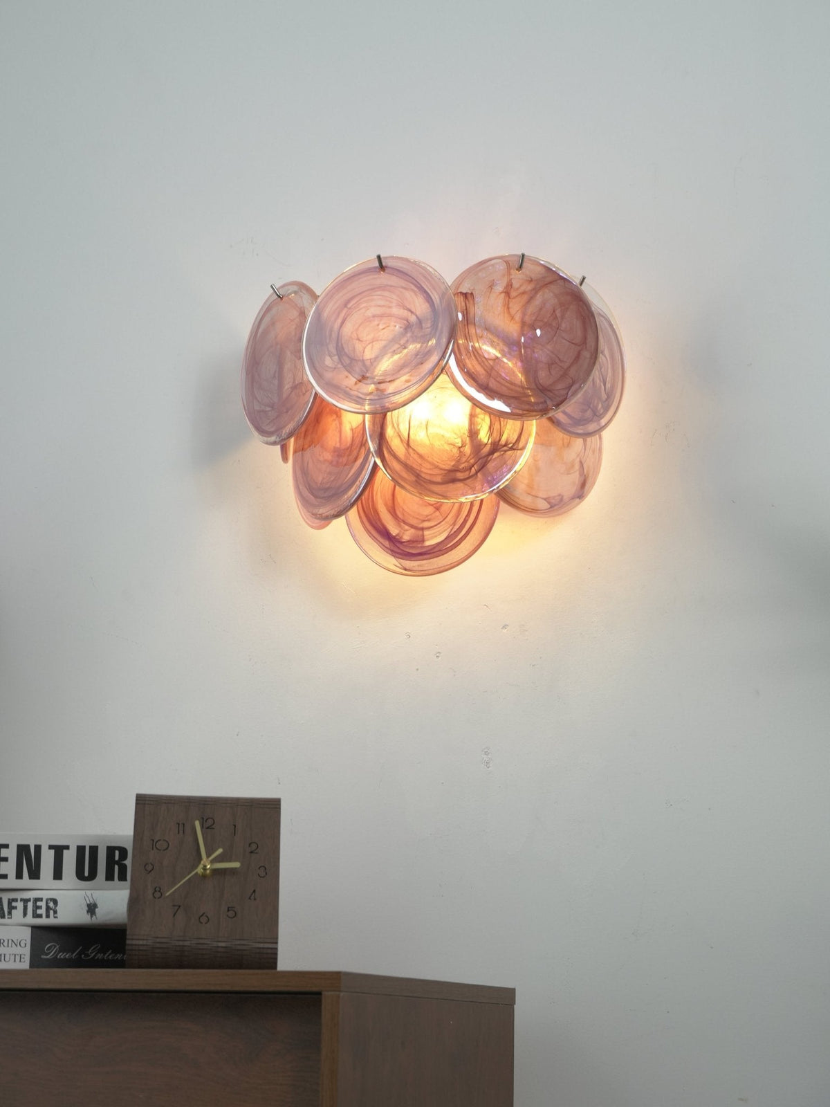 Lunaria Disc Glass Wall Sconce – Handcrafted Murano Glass, Nickel Finish