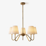 Opaluxe Brass Chandelier – Six-Light Designer Ceiling Light with Fabric Shades