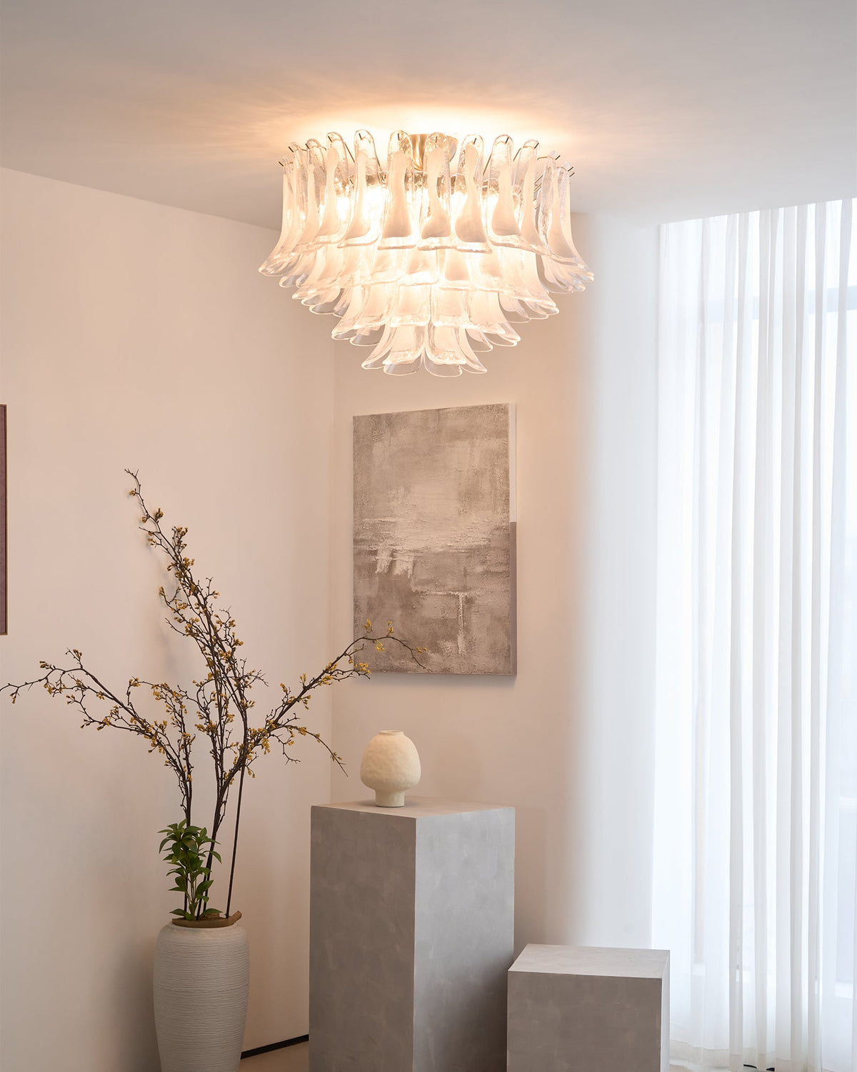 Wave Glass Ceiling Lamp | Murano Art Glass Flush Mount Light