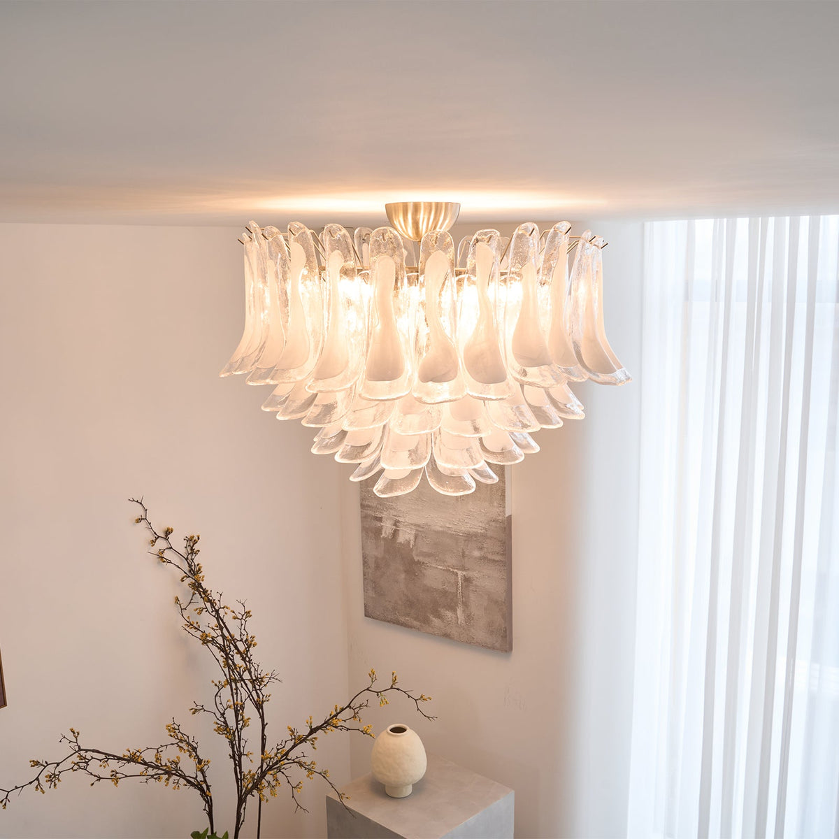 Wave Glass Ceiling Lamp | Murano Art Glass Flush Mount Light
