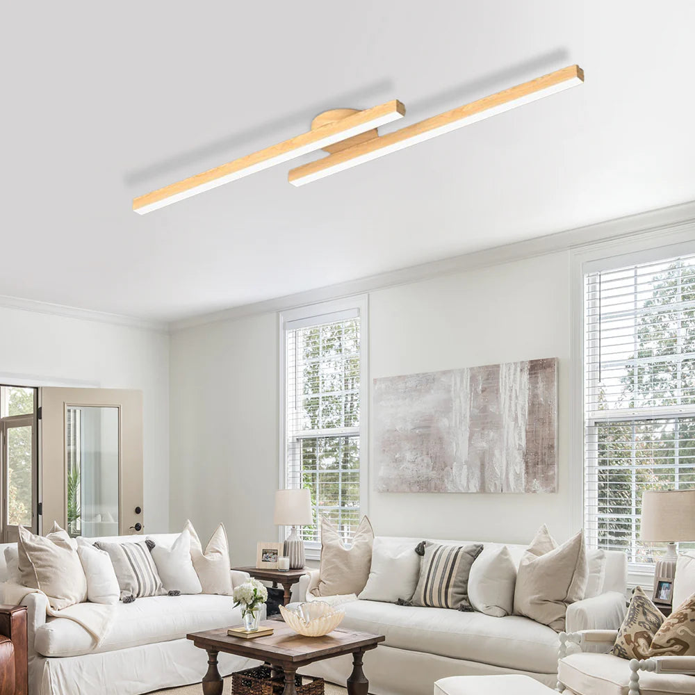 Nordic Modern Minimalist Wood Grain Long Ceiling Lamp
