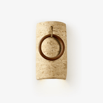 Anulo Travertine Wall Sconce with Wooden Ring Accent