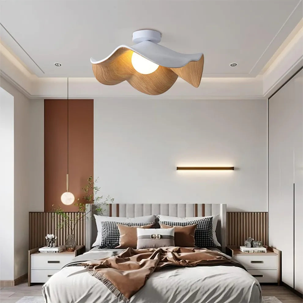 Bedroom Lamp Modern And Minimalist Walnut Leaf Shaped Ceiling Lamp