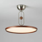 Orbito Semi Flush Ceiling Light in Walnut Wood Grain and Nickel