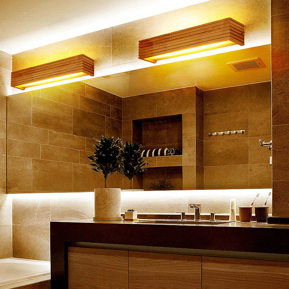 Rustic Wood Vanity Wall Light