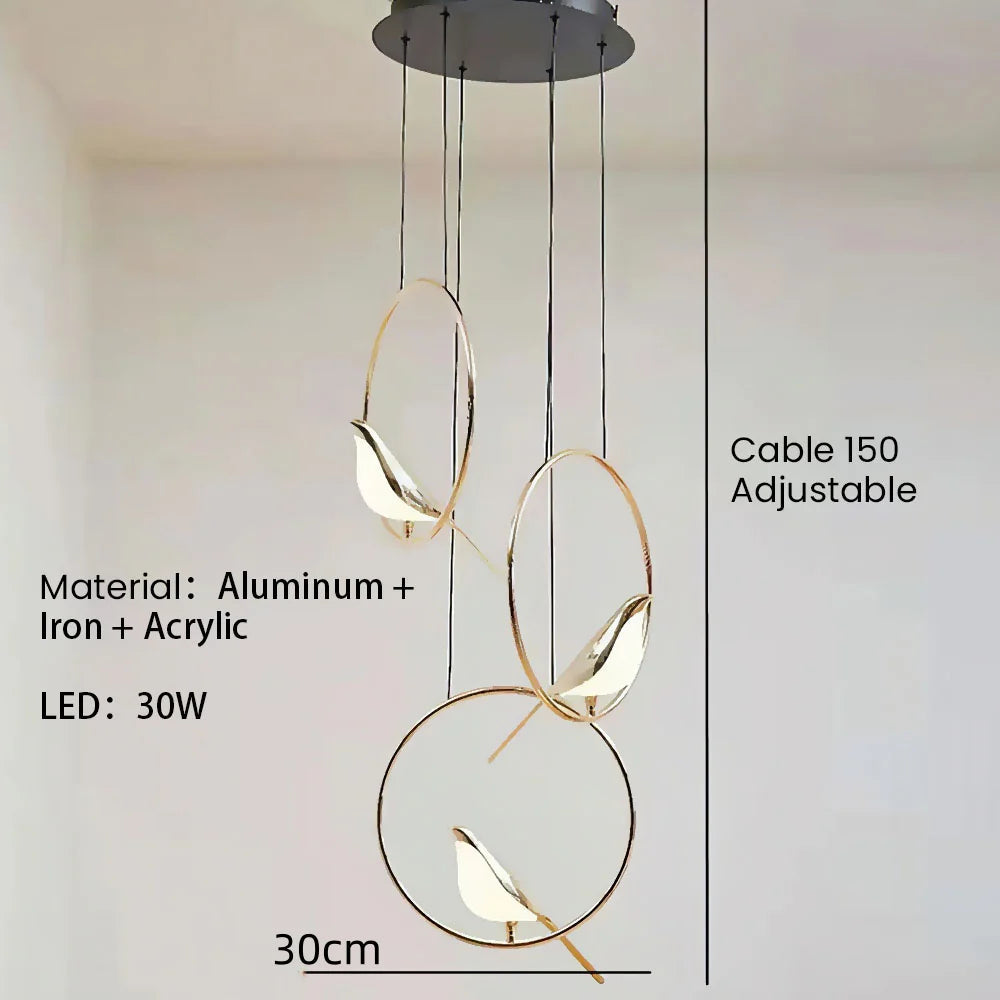 Whimsical Birds Round Pendant Light