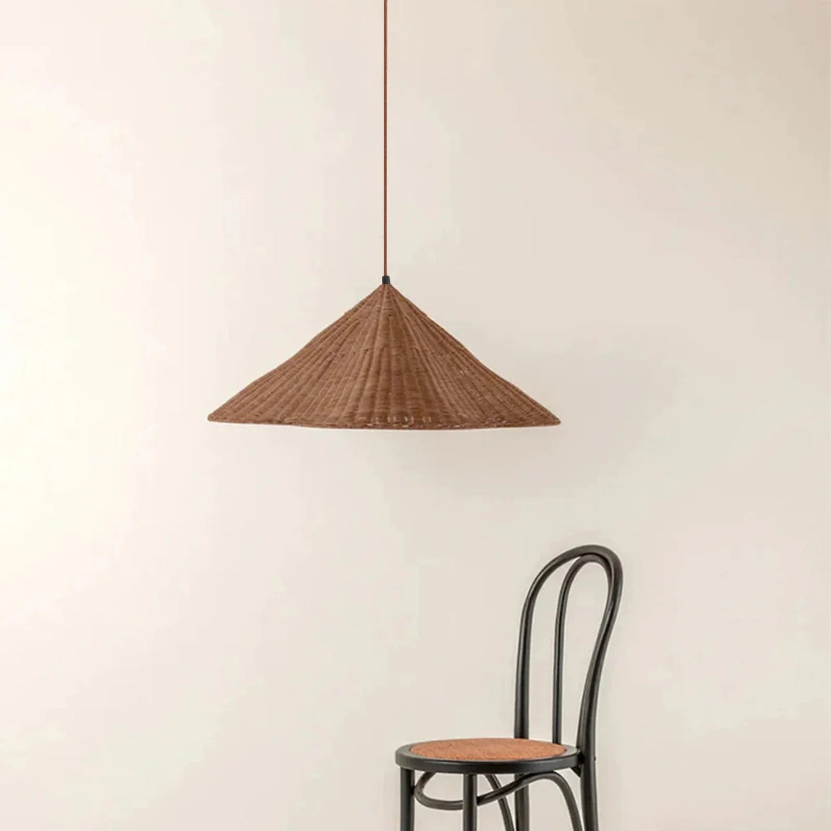Boho Woven Scalloped Pendant Light