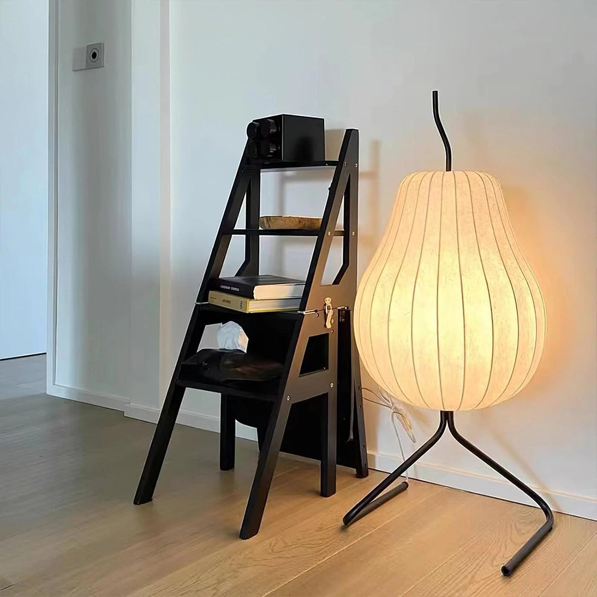 Japanese Cream Style Silk Pear Floor Lamp