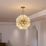 Dickinson Crystal Chandelier — Modern Gold Starburst Pendant Light for Dining Room and Foyer