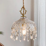 All Copper Retro Light Luxury Crystal Glass Small Pendant Lamp