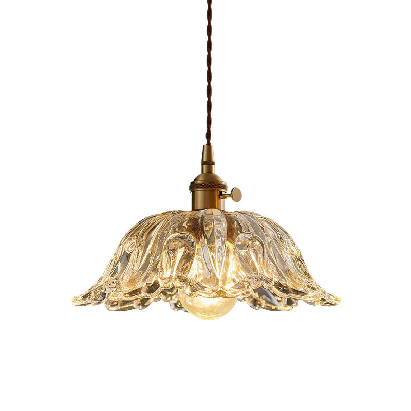 Ins Style Japanese Nordic Single Head Glass Flower Pendant Lamp