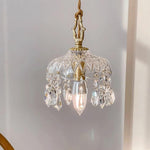 All Copper Retro Light Luxury Crystal Glass Small Pendant Lamp