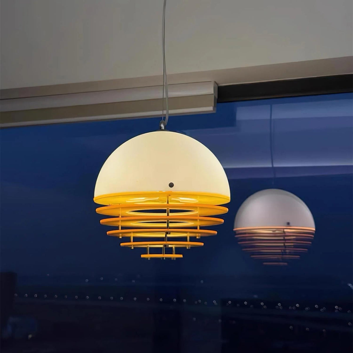 Mid Century Bauhaus Sunset Orange Pendant Lamp