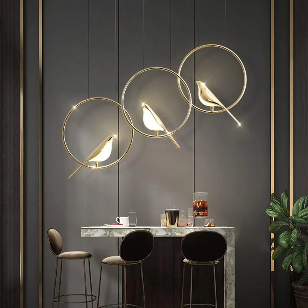 Whimsical Birds Round Pendant Light