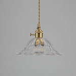 Bronze Walnut Wood Amber Patterned Glass Chandelier