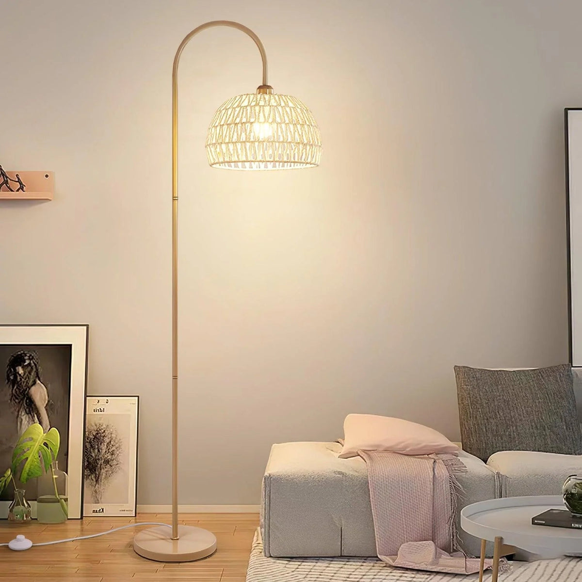 Rattan Bend Floor Lamp