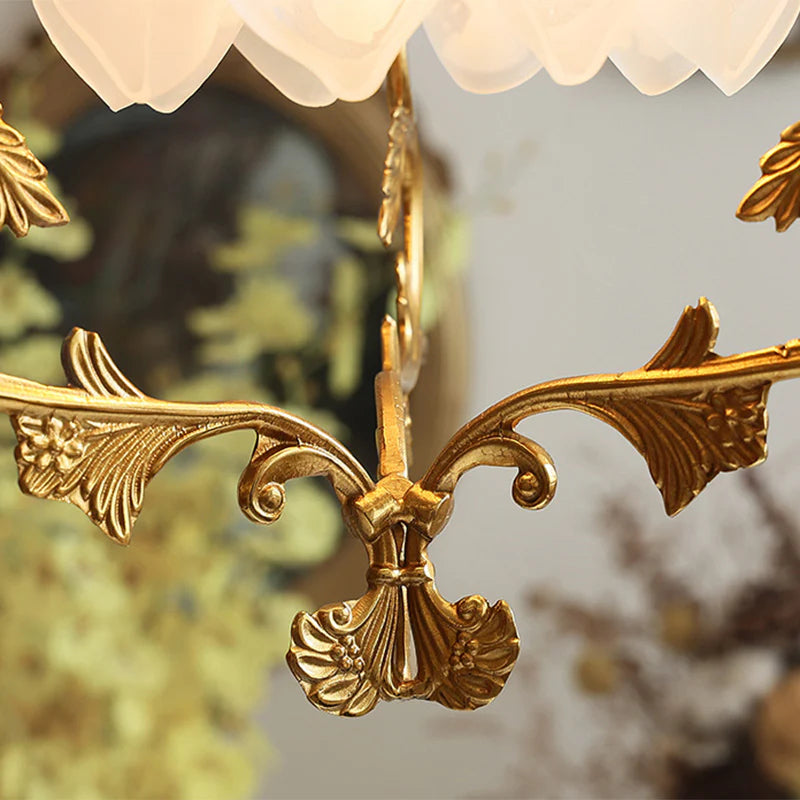 French Style Vintage Full Copper Crystal Glass Chandelier