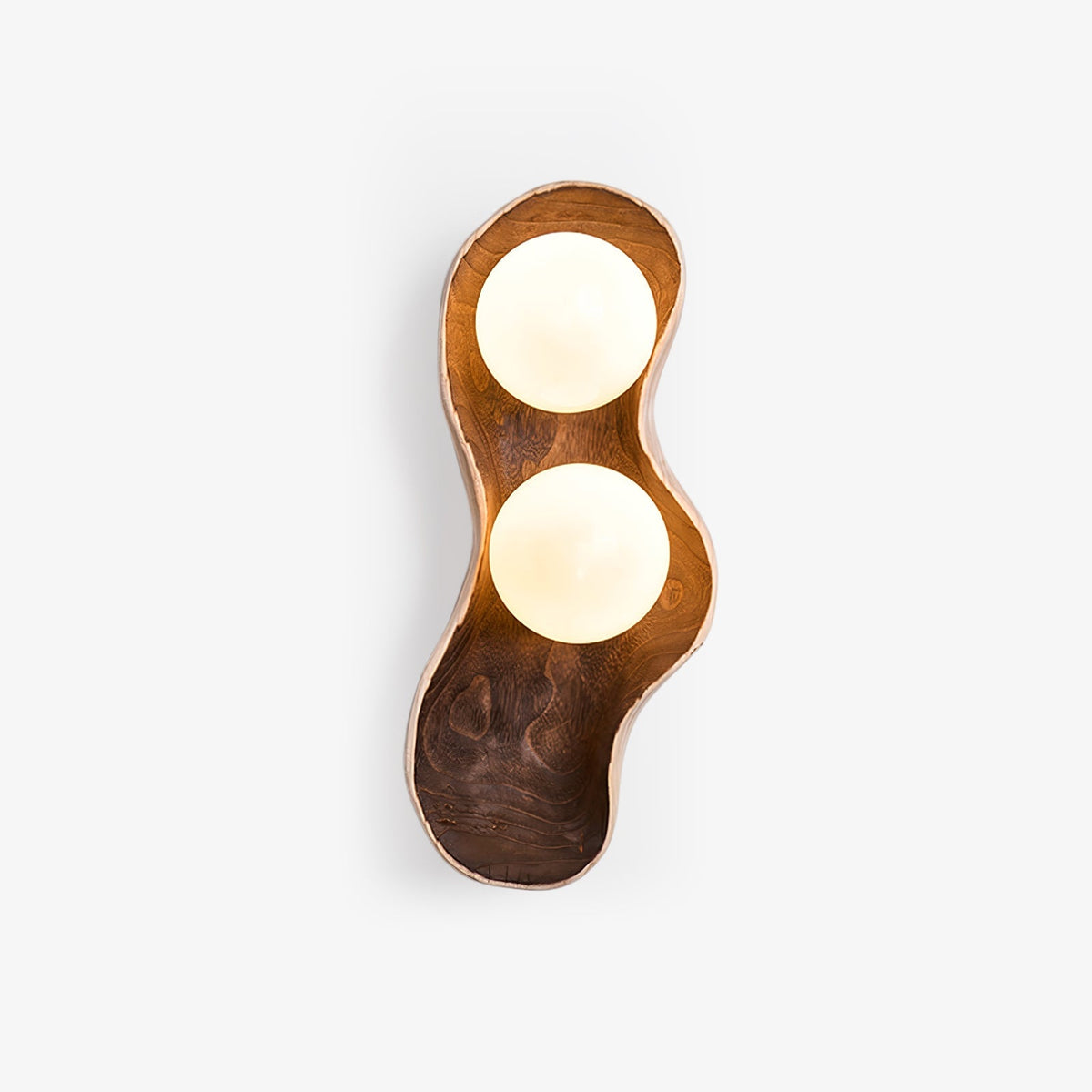 Dualis Rootlight Wall Sconce – Sculptural Walnut Wood & Opal Glass