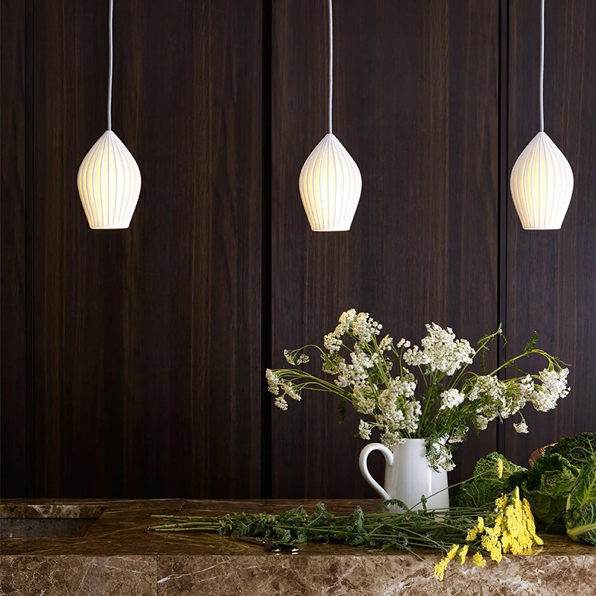 Ribbed Terra Pendant Light