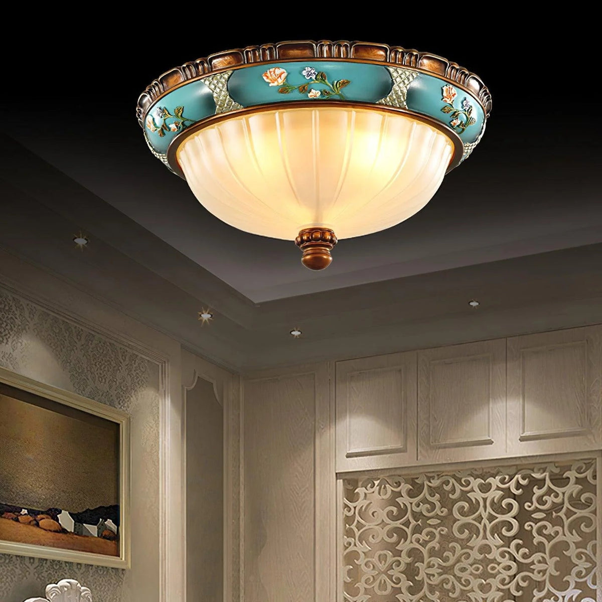 Flower Motif Resin Ceiling Light