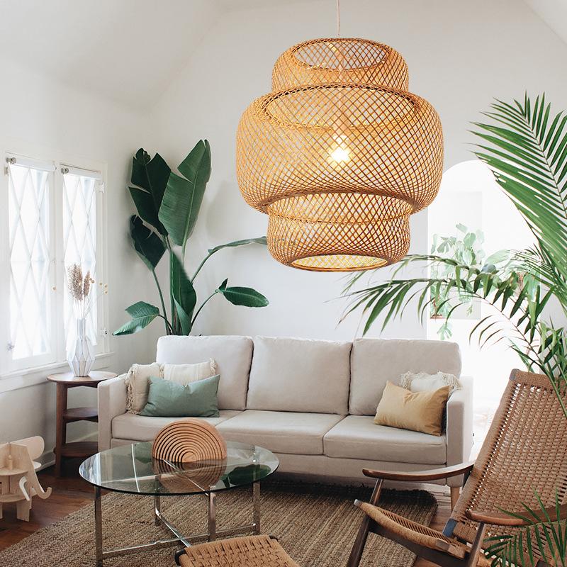 Artisan Bamboo Pendant Light – Handwoven Natural Cylinder Shade