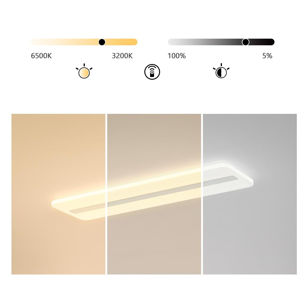 Modern Flush Mount Ceiling Light with 3-Step Dimming, White Rectangular LED