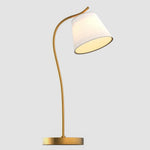 Modern Gooseneck Desk Lamp with Linen Cone Shade for Home Office