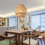 Artisan Bamboo Pendant Light – Handwoven Natural Cylinder Shade