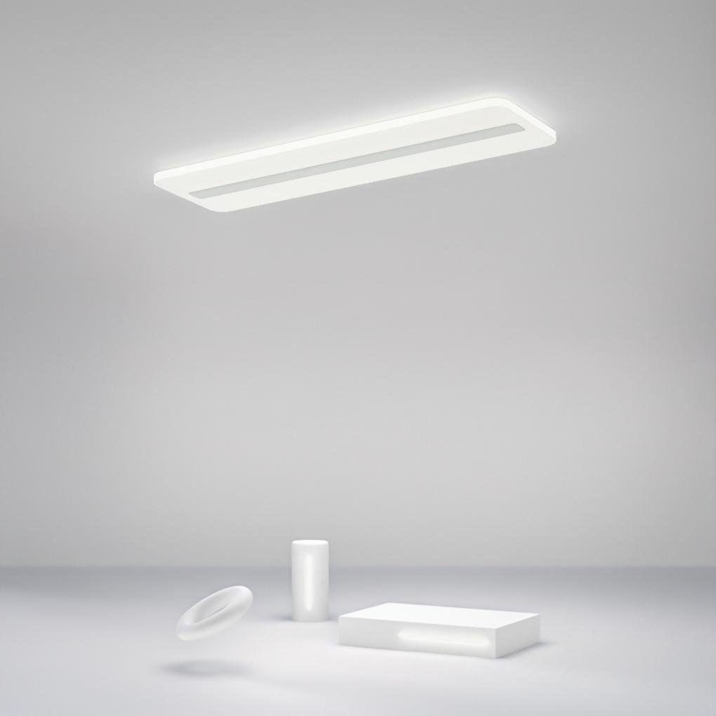 Modern Flush Mount Ceiling Light with 3-Step Dimming, White Rectangular LED