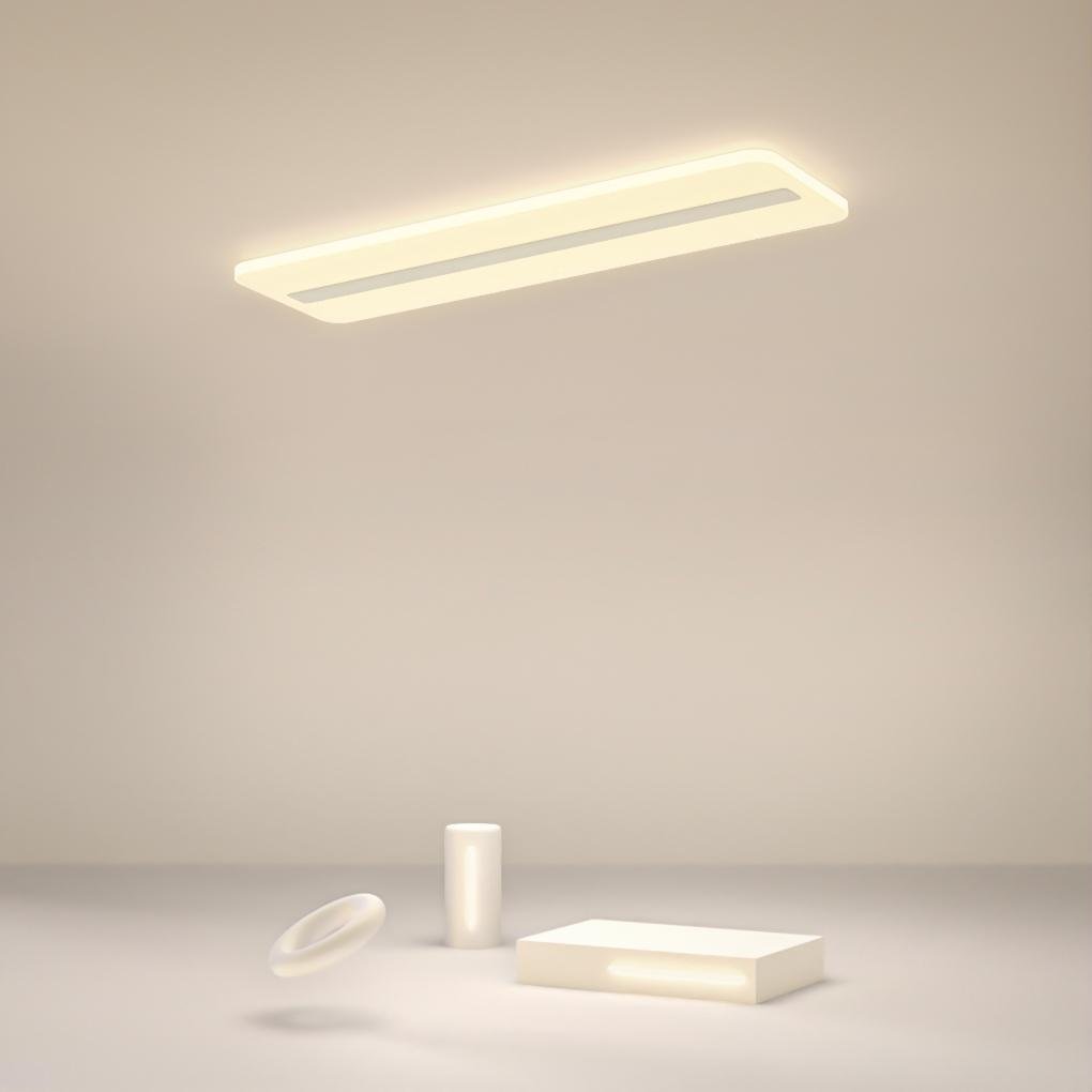 Modern Flush Mount Ceiling Light with 3-Step Dimming, White Rectangular LED