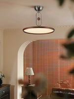 Orbito Semi Flush Ceiling Light in Walnut Wood Grain and Nickel