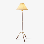Sculptural Tripod Floor Lamp with Pleated Fabric Shade