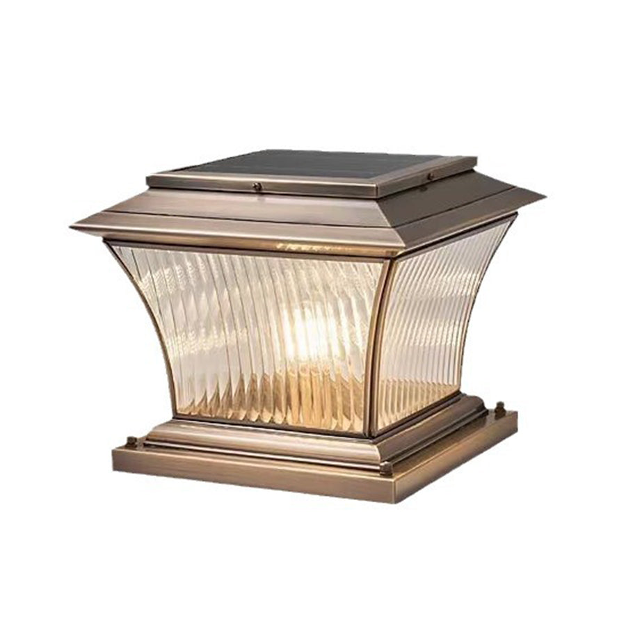 European Copper Outdoor Pillar Light with Brass Finish, IP65 Waterproof for Garden and Villa