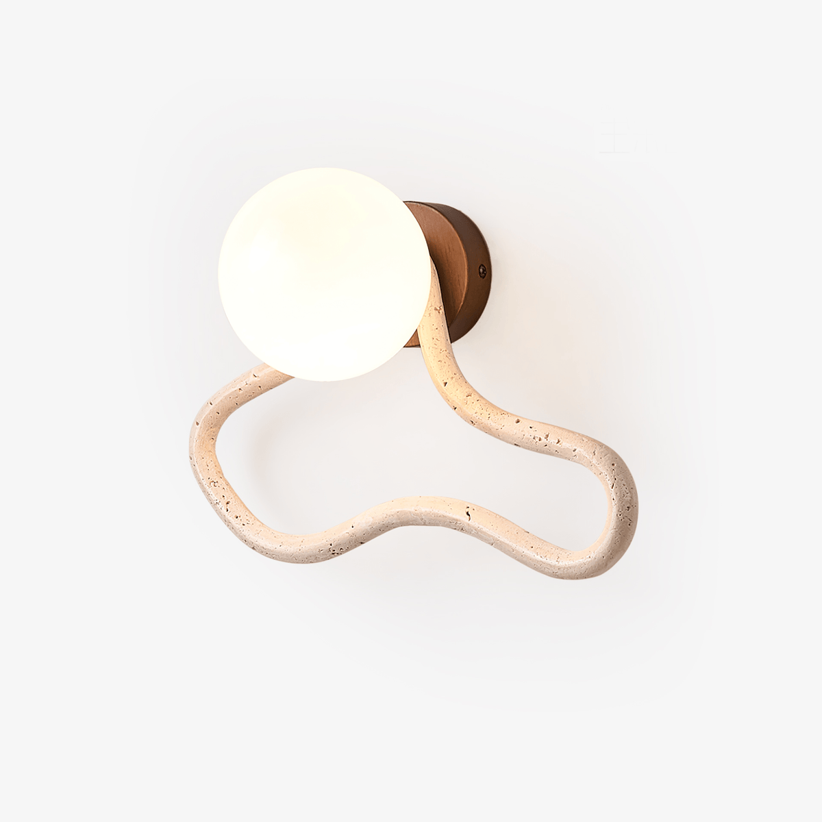 Driftform Travertine Wall Sconce with Opal Glass Globe